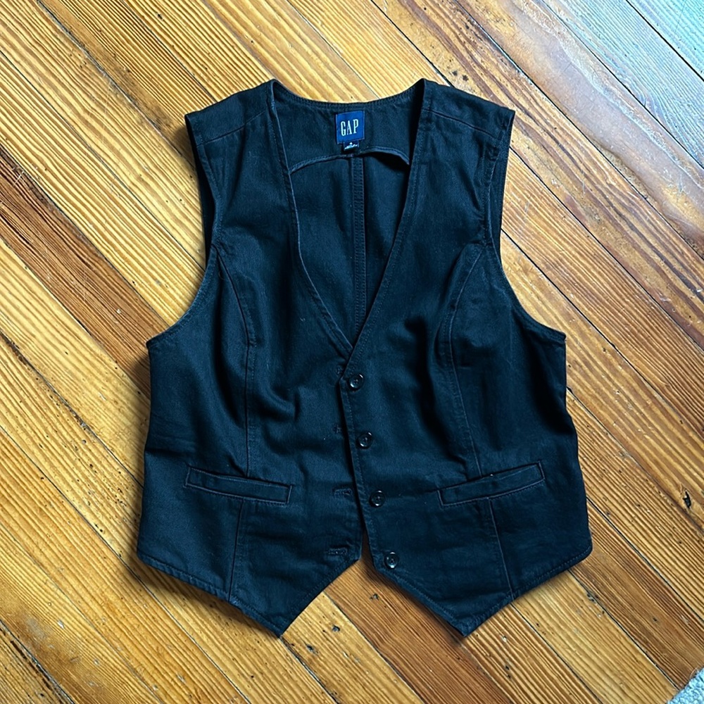 Gap Denim Vest in Washed Black Y2K size Small